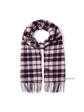 100% Wool Plaid Scarf Long Winter Wrap Cold Weather Tassels